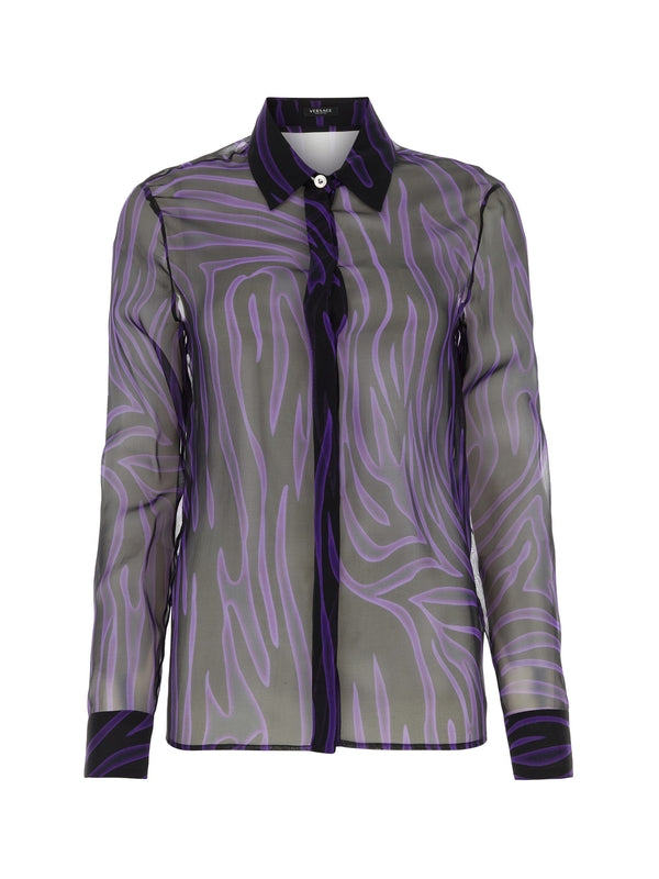 Zebra Printing Silk Sheer Shirt