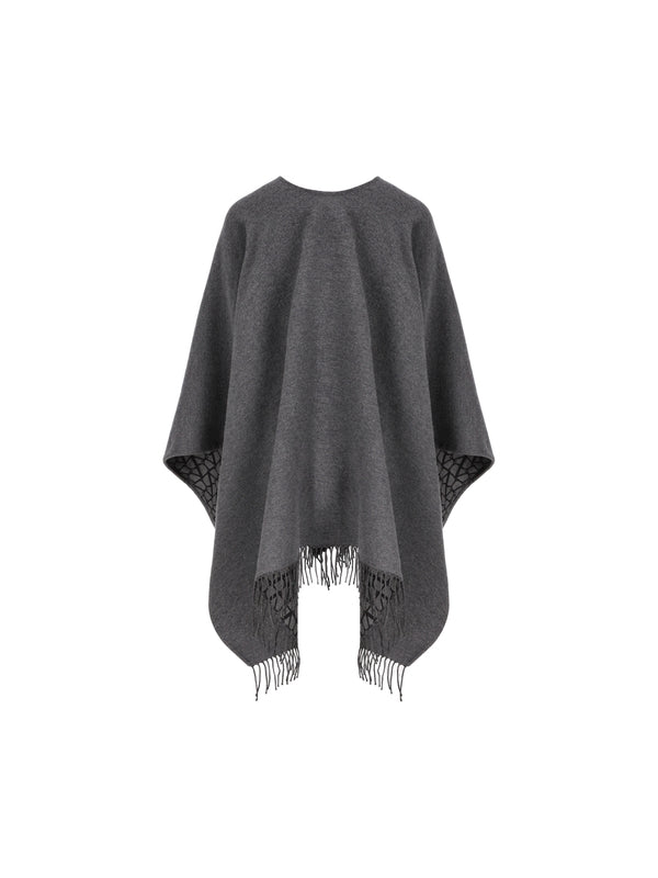 Allover Logo Wool Silk Cape