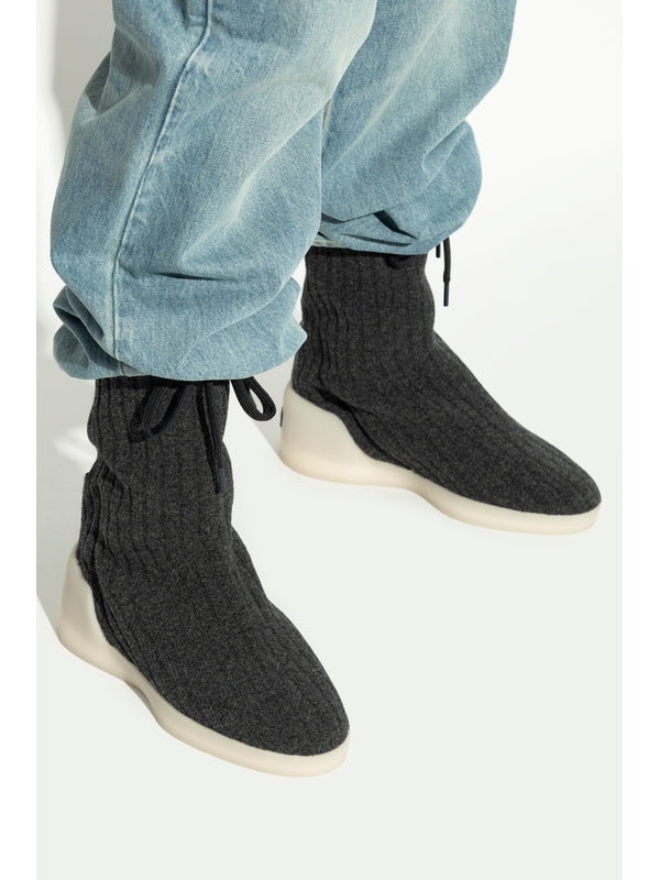 Drawstring Knit High-Top Sneakers