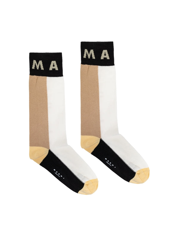 Logo Jacquard Color Block Socks