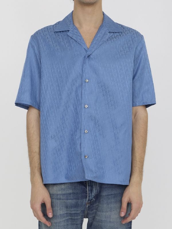 Allover Logo Silk Short-Sleeve Shirt - Jente