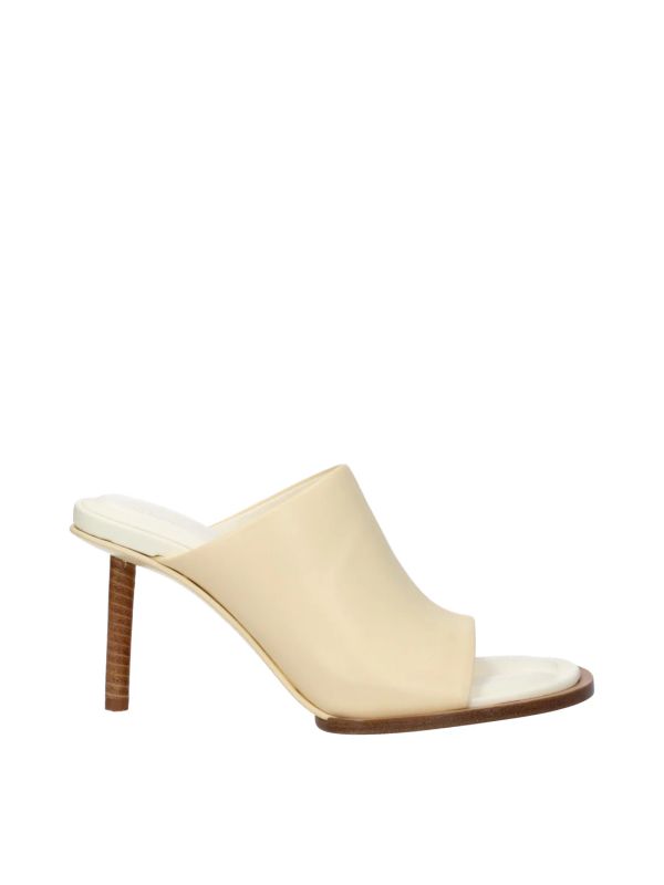 Rond Carre Open-toe Leather Sandals Heels