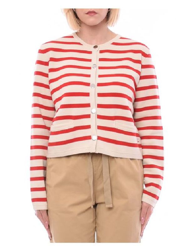 Stripe Crew Neck Cardigan