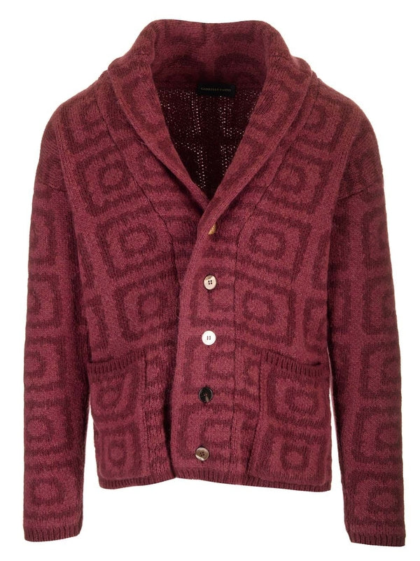 Wool Blend Jacquard Cardigan