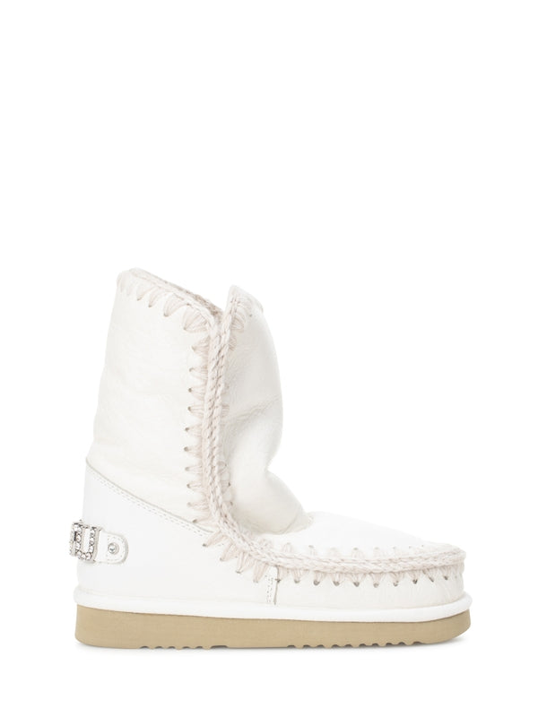 Eskimo 24 Rhinestone Logo Leather Ankle Boots