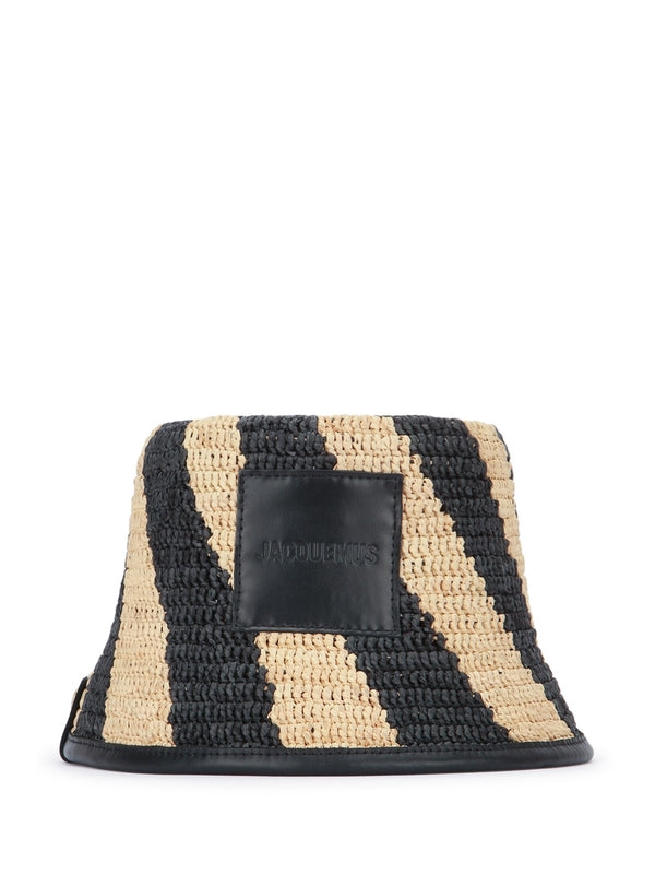 Sole Logo Patch Raffia Bucket Hat
