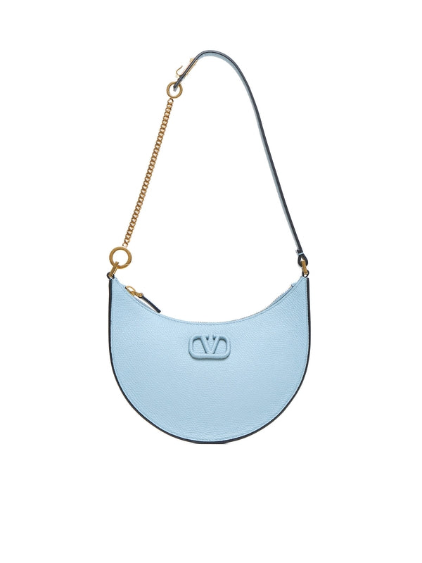 V Logo Leather Shoulder Bag