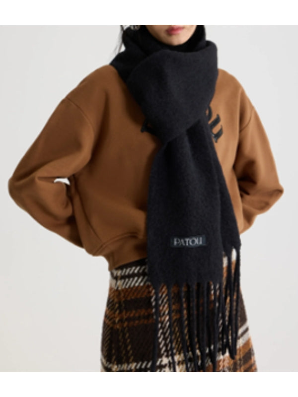 Patou Black Wool Mufflers