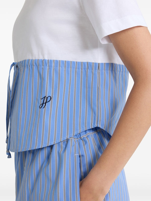 Drawstring Panel Cotton Short Sleeve T-Shirt