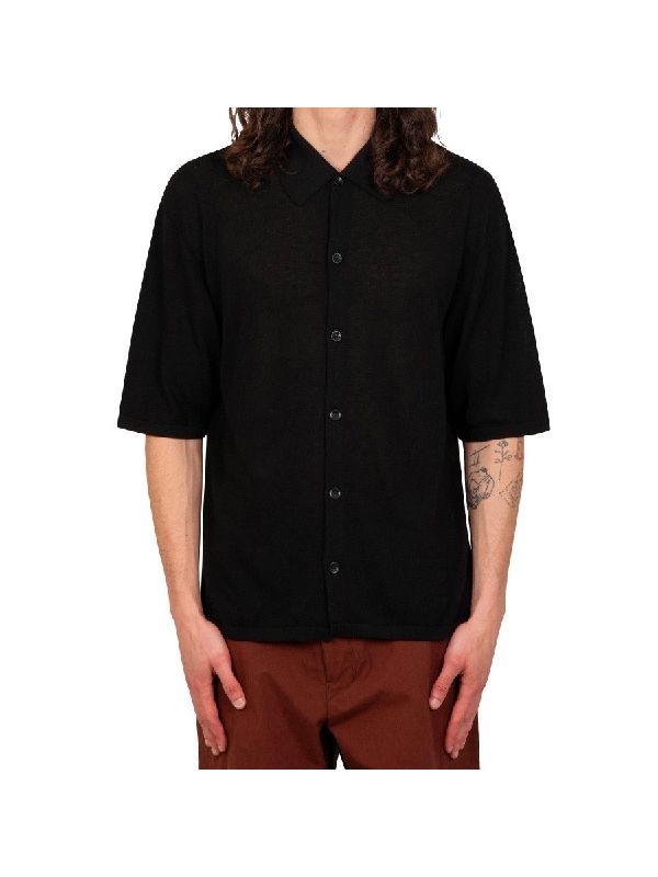 Black Cotton Short Sleeve Polo Shirt