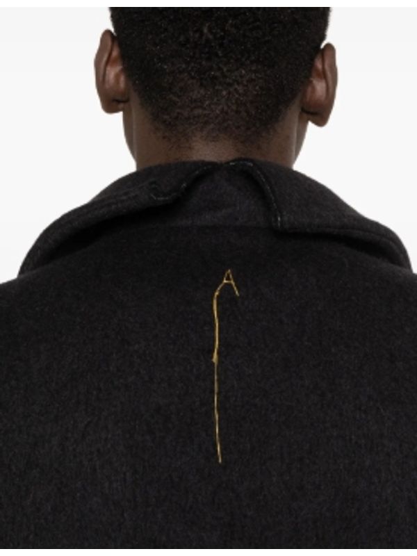 Brushed Alpaca Wool Blend Peacoat