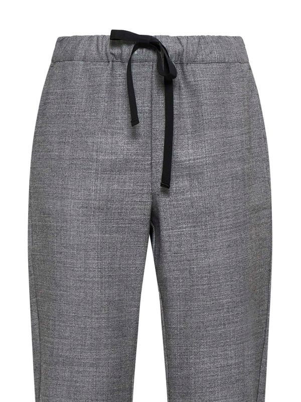 Drawstring Cropped Wool Pants