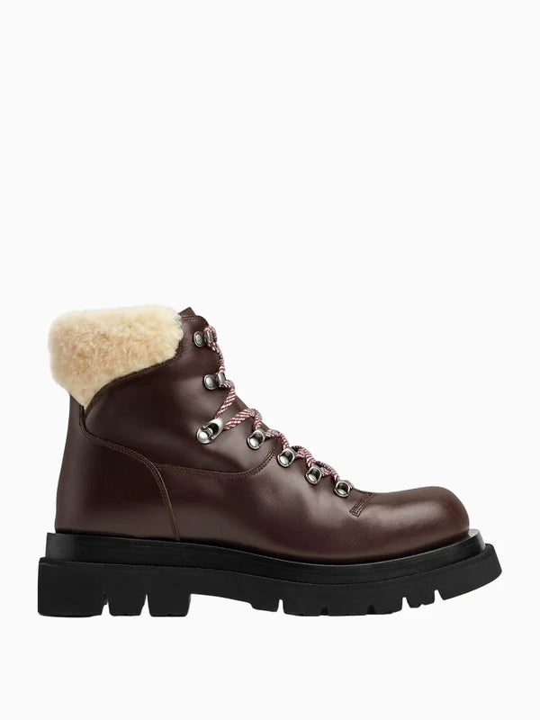 Shearling Detail Lace-Up Boots