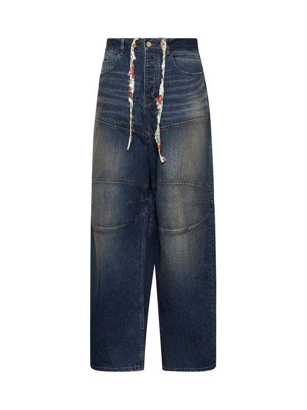 Vintage Washed Double Knee Denim Pants